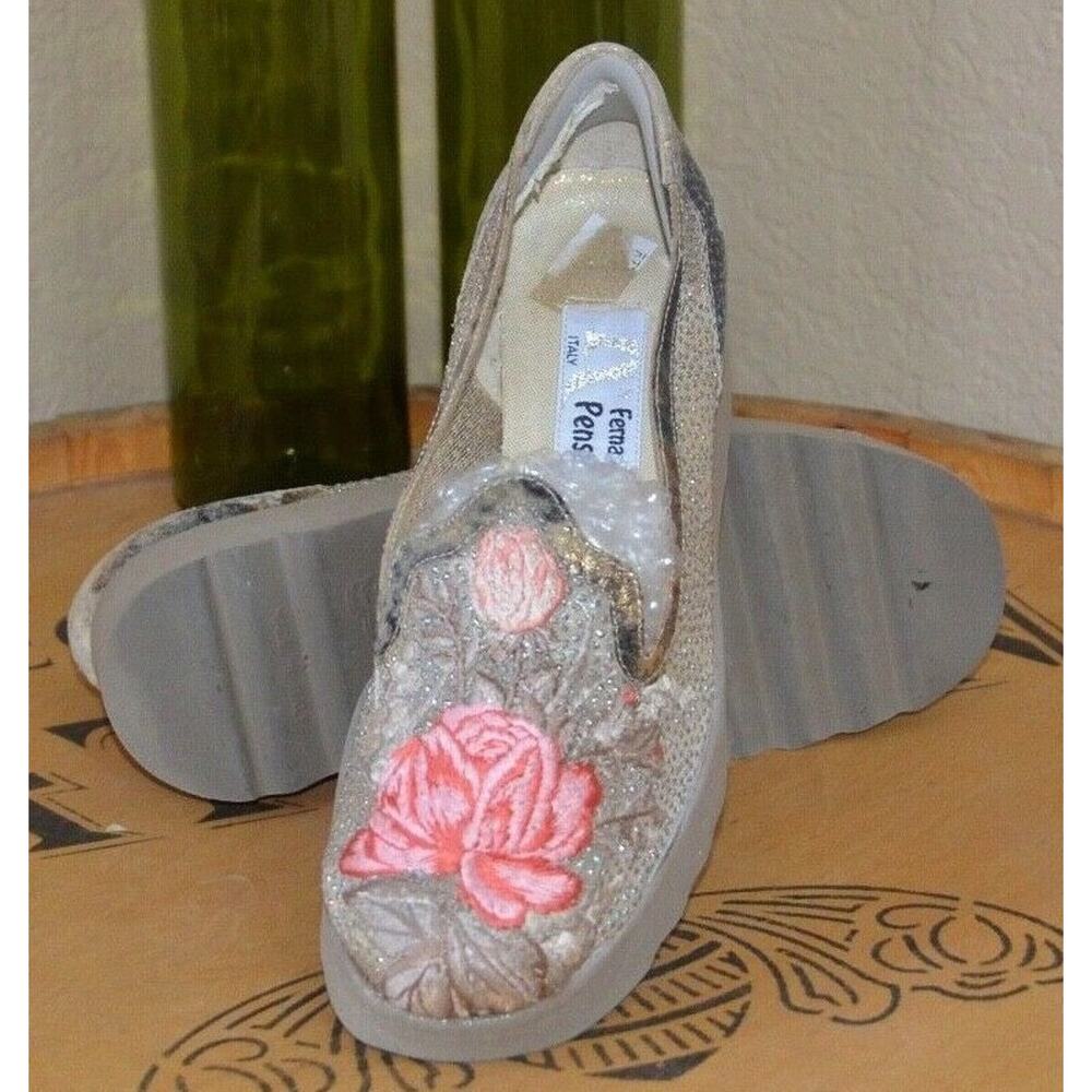 Fernando Pensato Designer Couture Embroidered Wedges Women's Size 5 - Picture 2 of 6